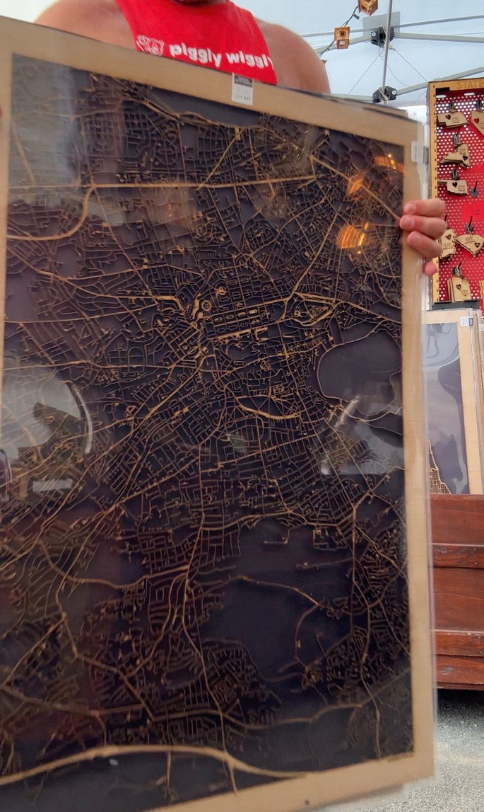 Edinburgh, UK City Street Map | Modern Wood Wall Art in a Minimalist design. 3 sizes