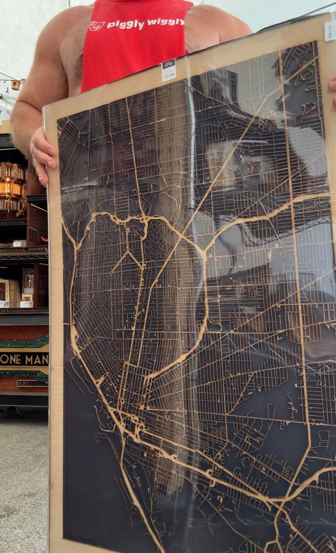Buffalo, NY City Street Map | Modern Wood Wall Art in a Minimalist design. 3 sizes