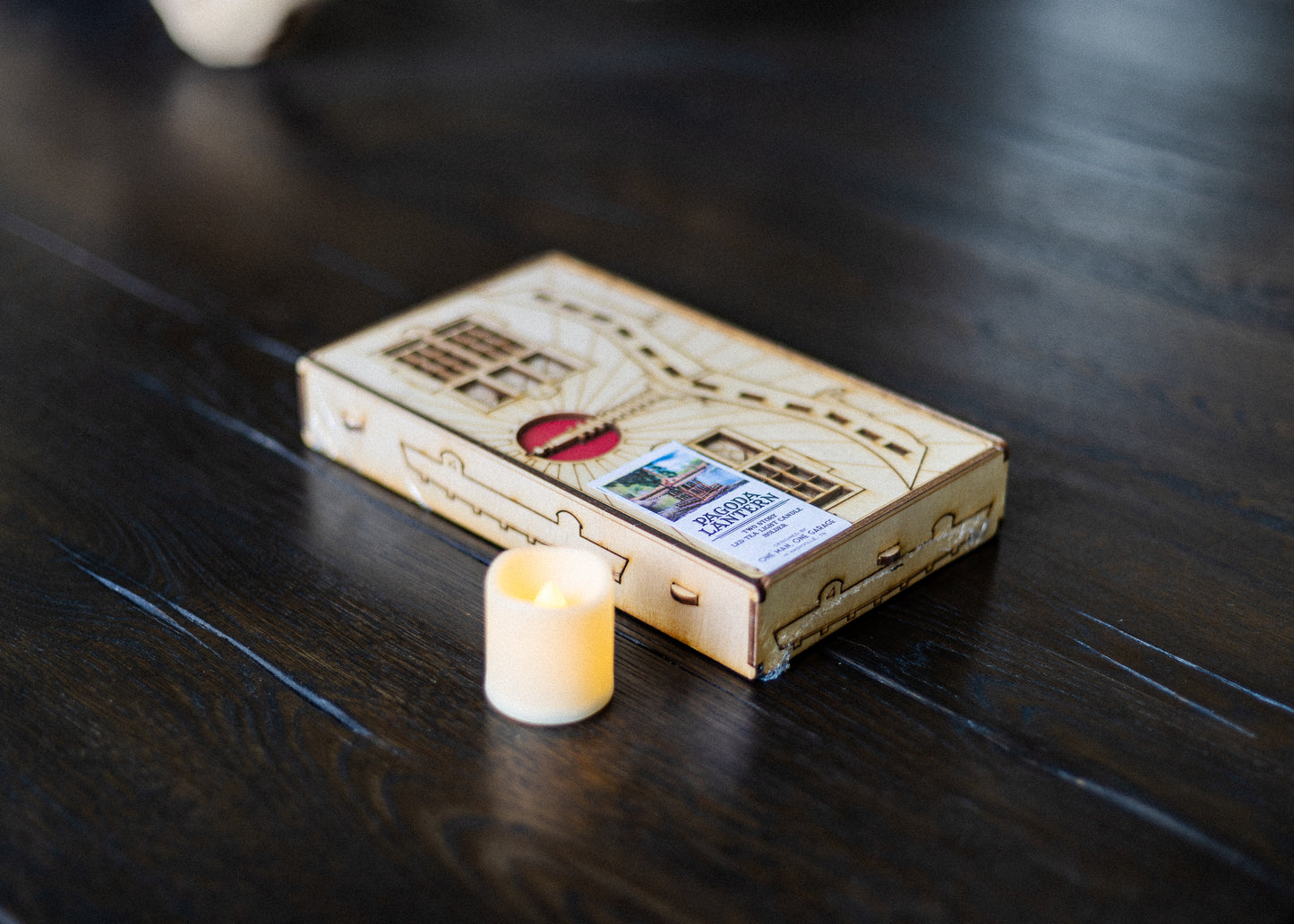 Japanese Pagoda Book Nook & Lantern – Wooden DIY Kit | LED Candle Holder | Bookshelf Insert Decor | Zen Gift Idea | Miniature Scene