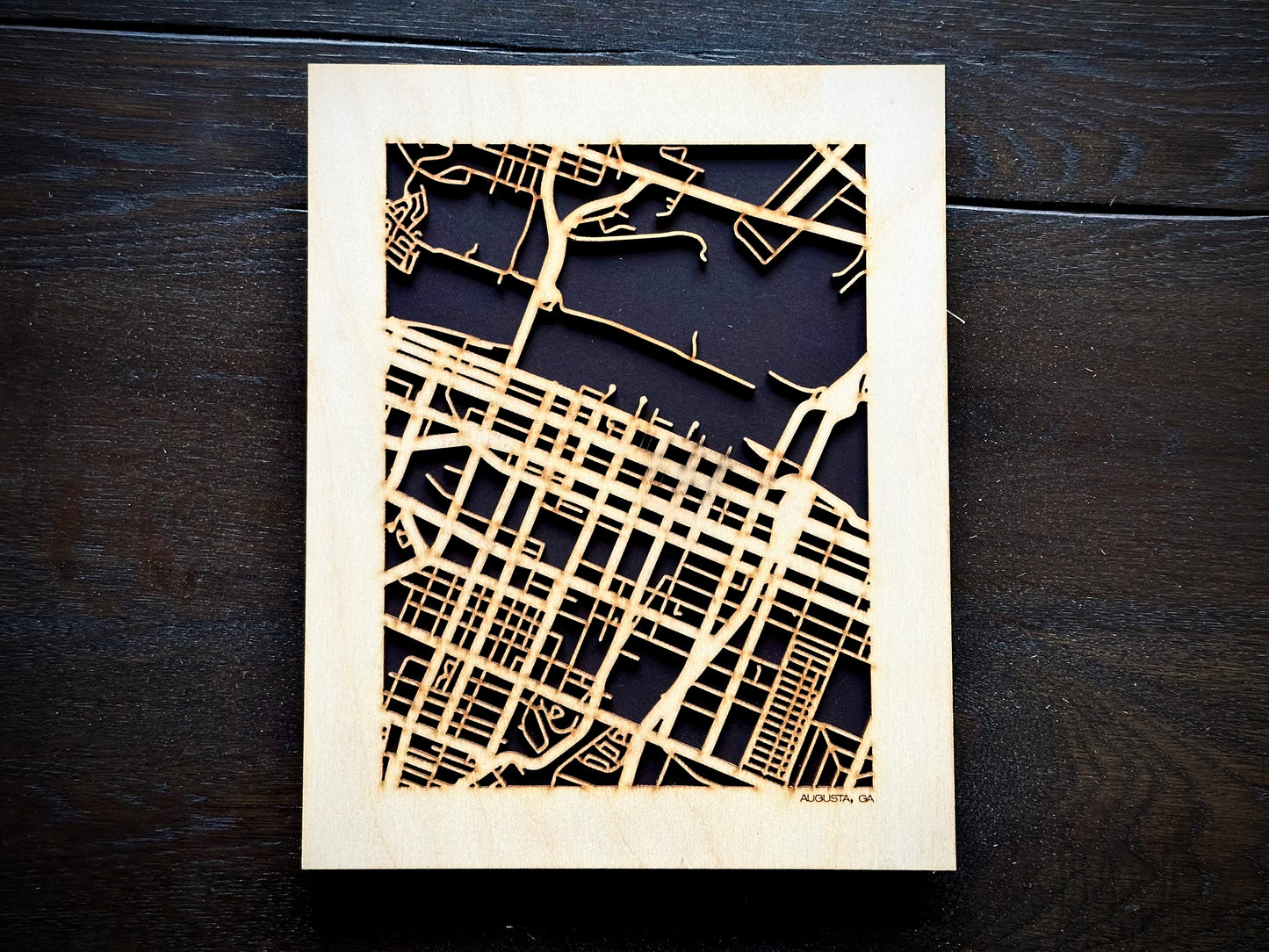 Augusta, GA City Street Map | Modern Wood Wall Art in a Minimalist design. 2 sizes