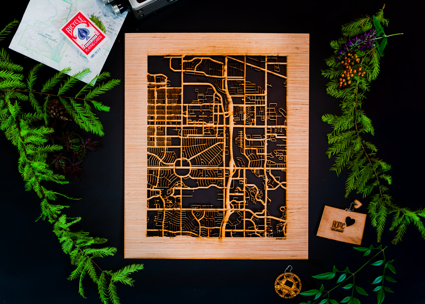 Aurora, CO City Street Map | Modern Wood Wall Art in a Minimalist design. 2 sizes