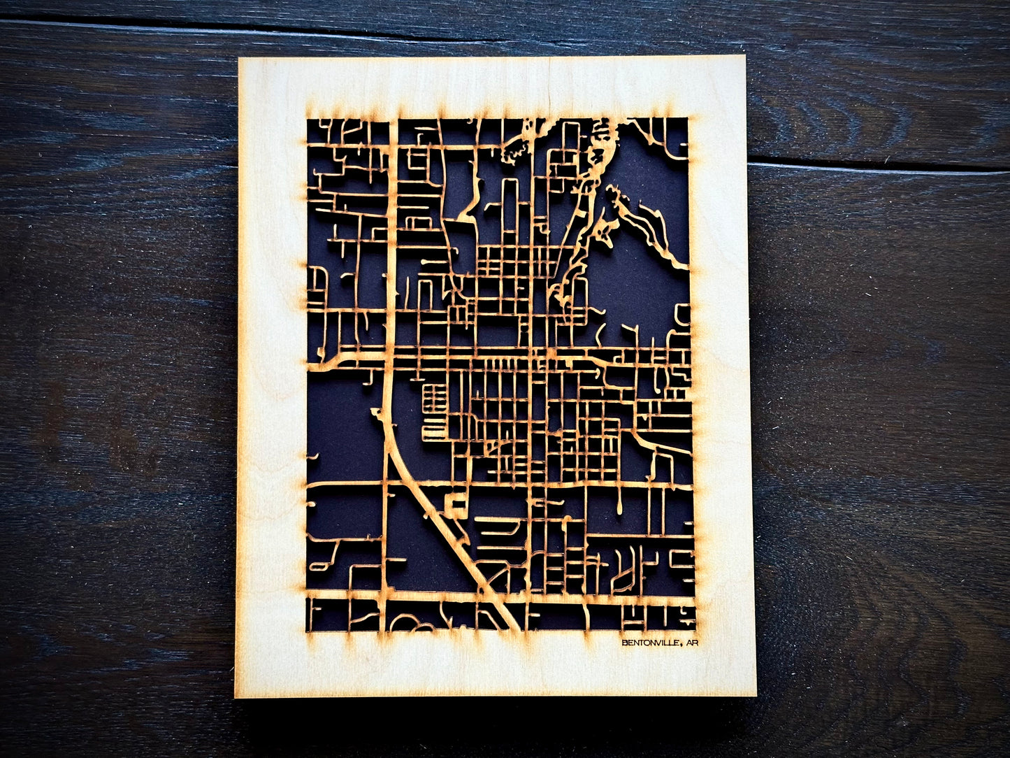 Bentonville, AR City Street Map | Modern Wood Wall Art in a Minimalist design. 2 sizes