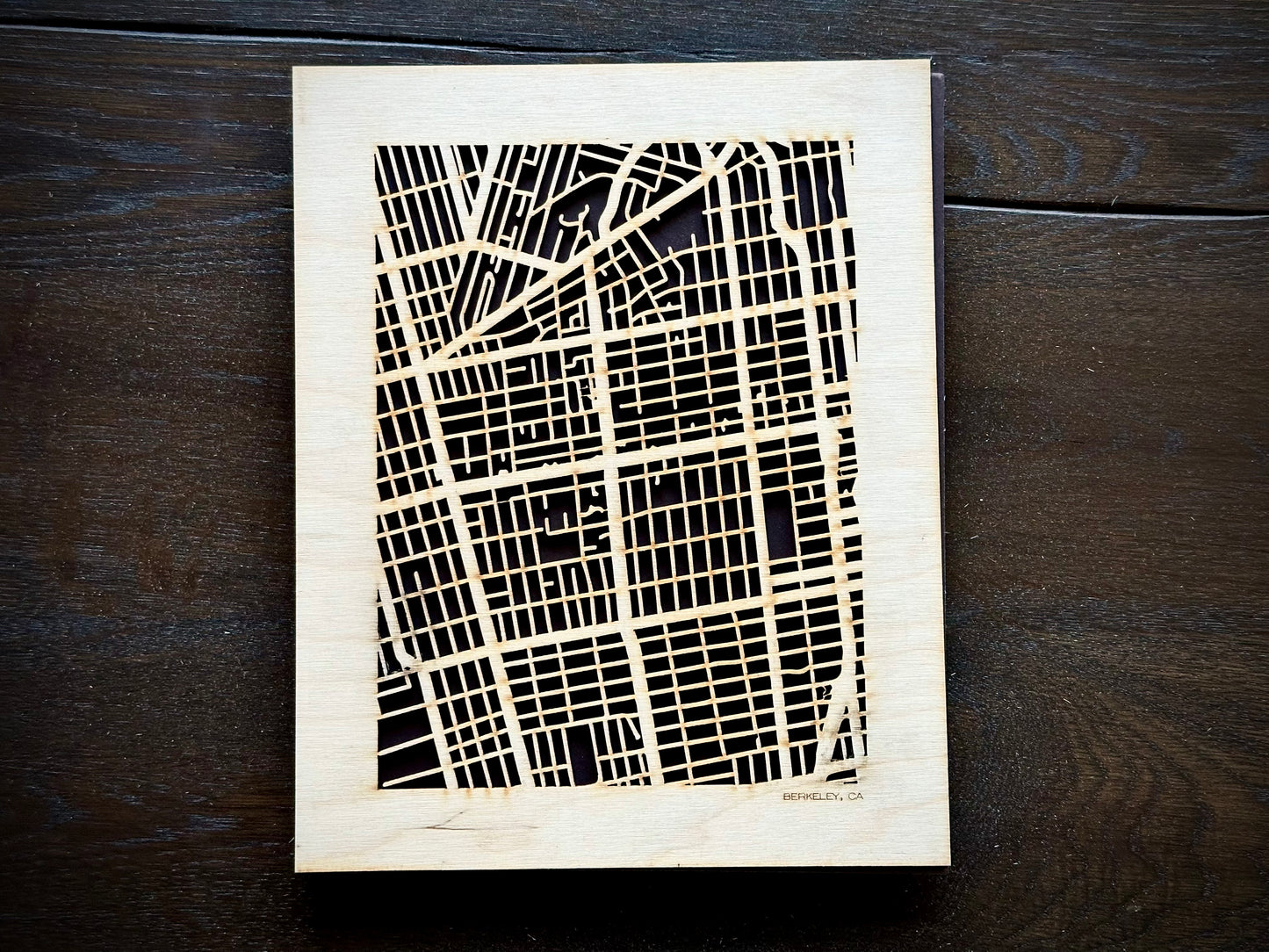 Berkeley, CA City Street Map | Modern Wood Wall Art in a Minimalist design. 2 sizes
