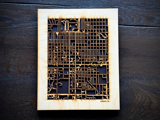 Bismarck, ND City Street Map | Modern Wood Wall Art in a Minimalist design. 2 sizes