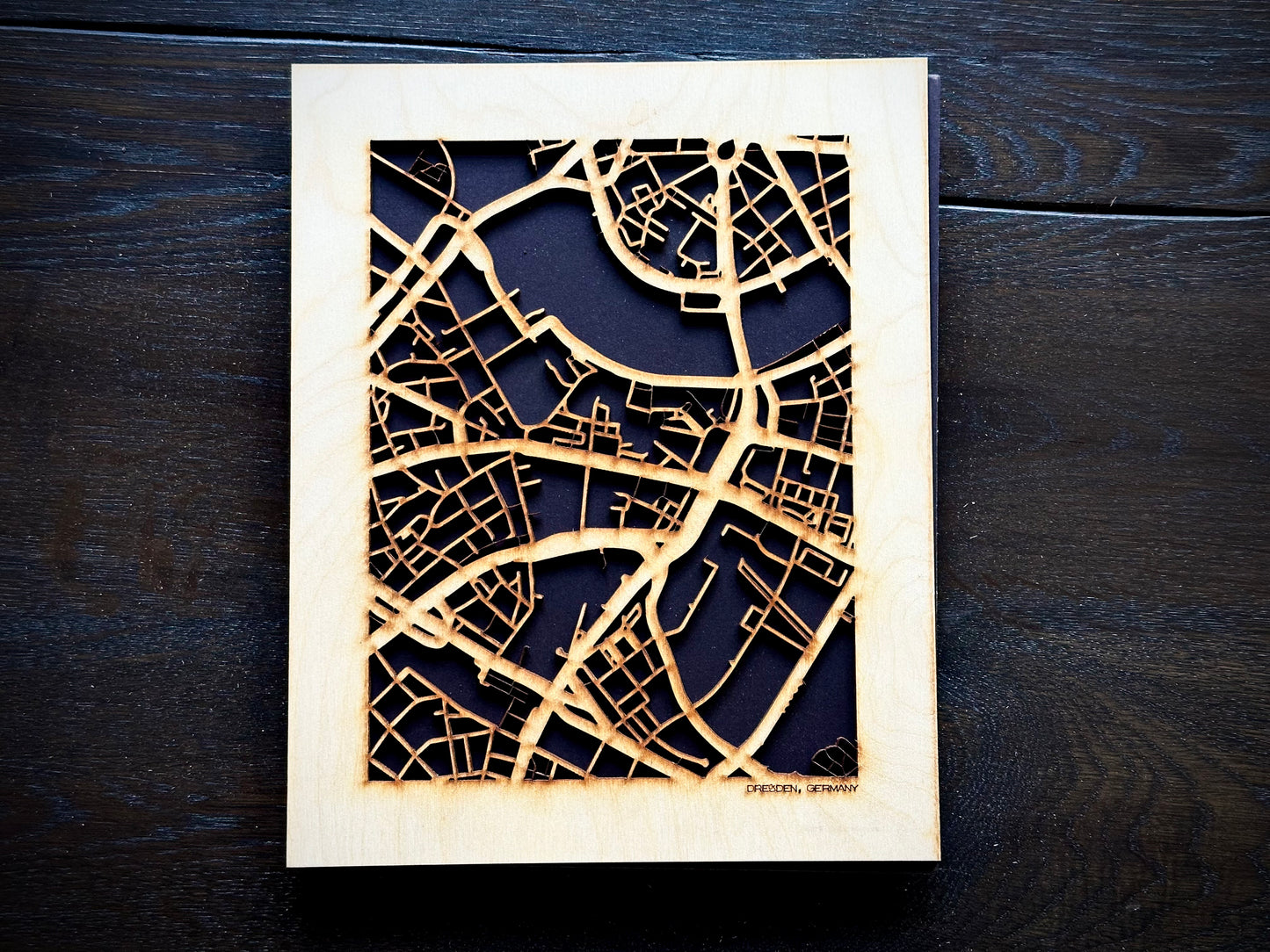 Dresden, Germany City Street Map | Modern Wood Wall Art in a Minimalist design. 2 sizes