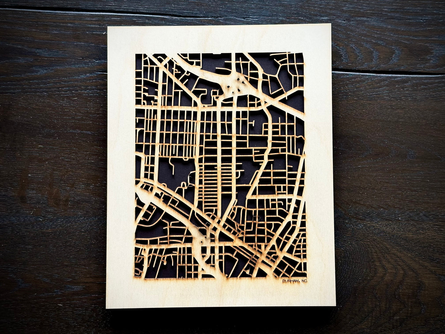 Durham, NC City Street Map | Modern Wood Wall Art in a Minimalist design. 2 sizes
