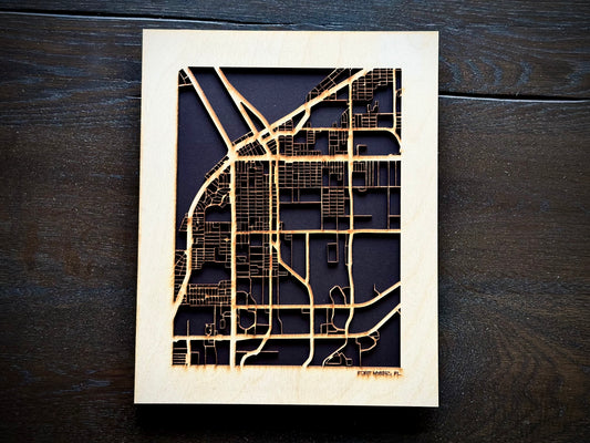 Fort Myers, FL City Street Map | Modern Wood Wall Art in a Minimalist design. 2 sizes
