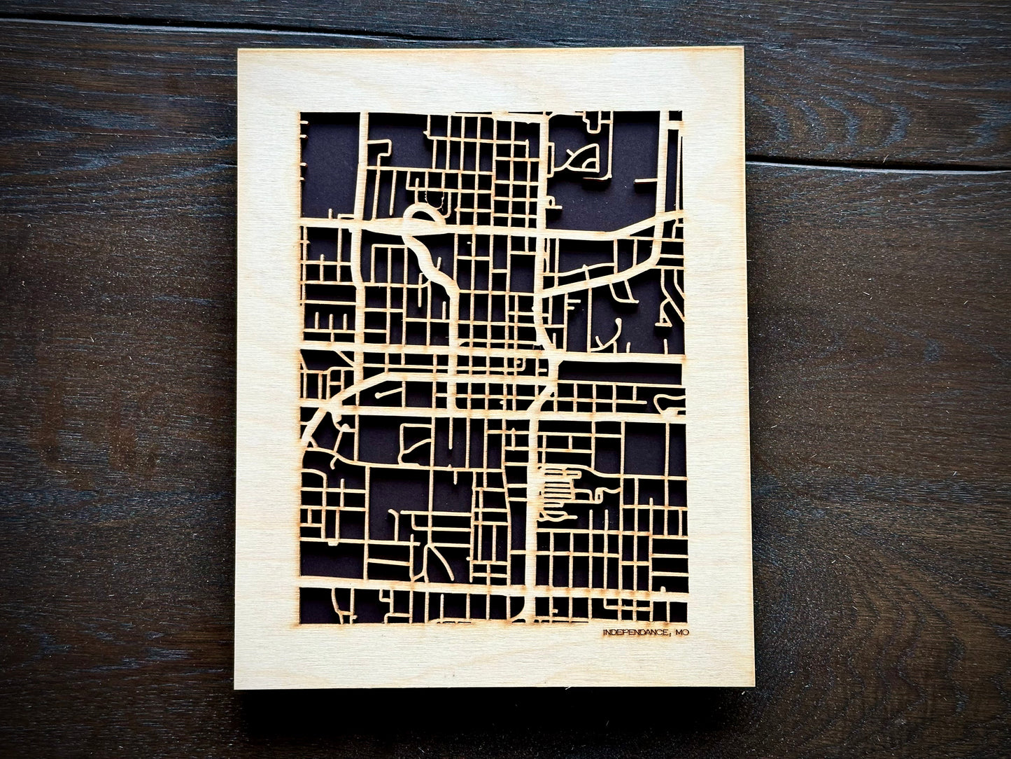 Independence, MO City Street Map | Modern Wood Wall Art in a Minimalist design. 2 sizes