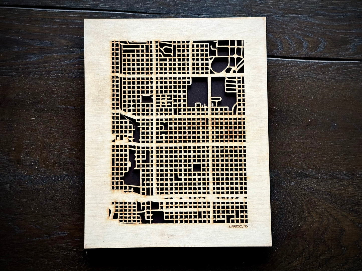 Laredo, TX City Street Map | Modern Wood Wall Art in a Minimalist design. 2 sizes