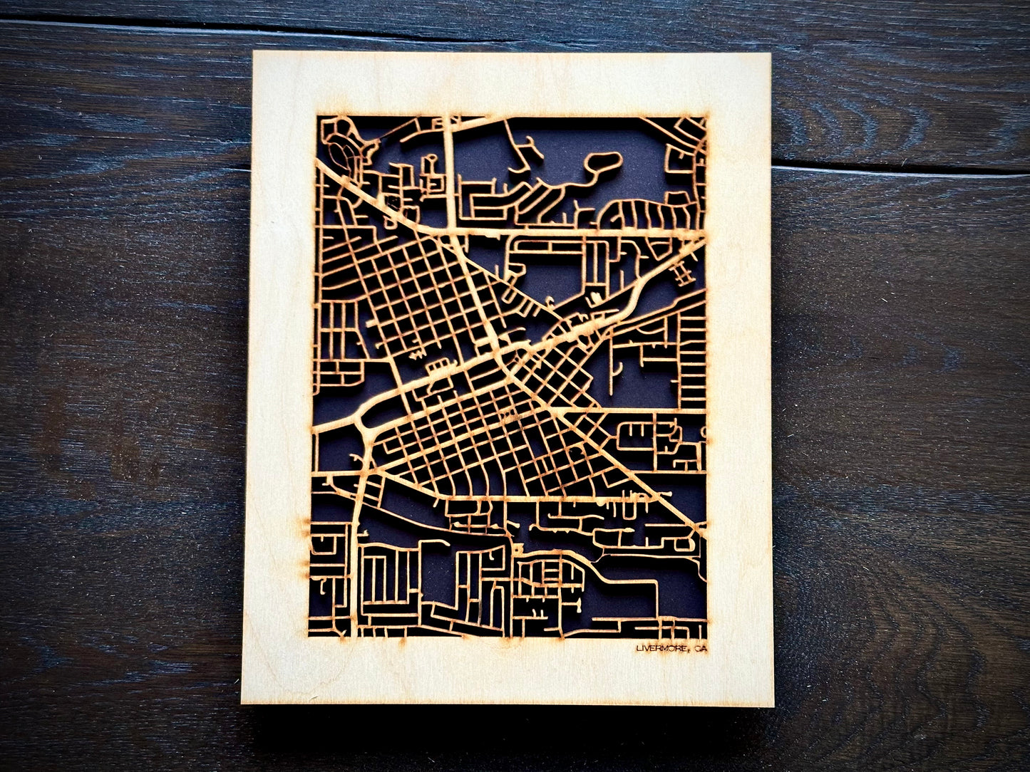 Livermore, CA City Street Map | Modern Wood Wall Art in a Minimalist design. 2 sizes