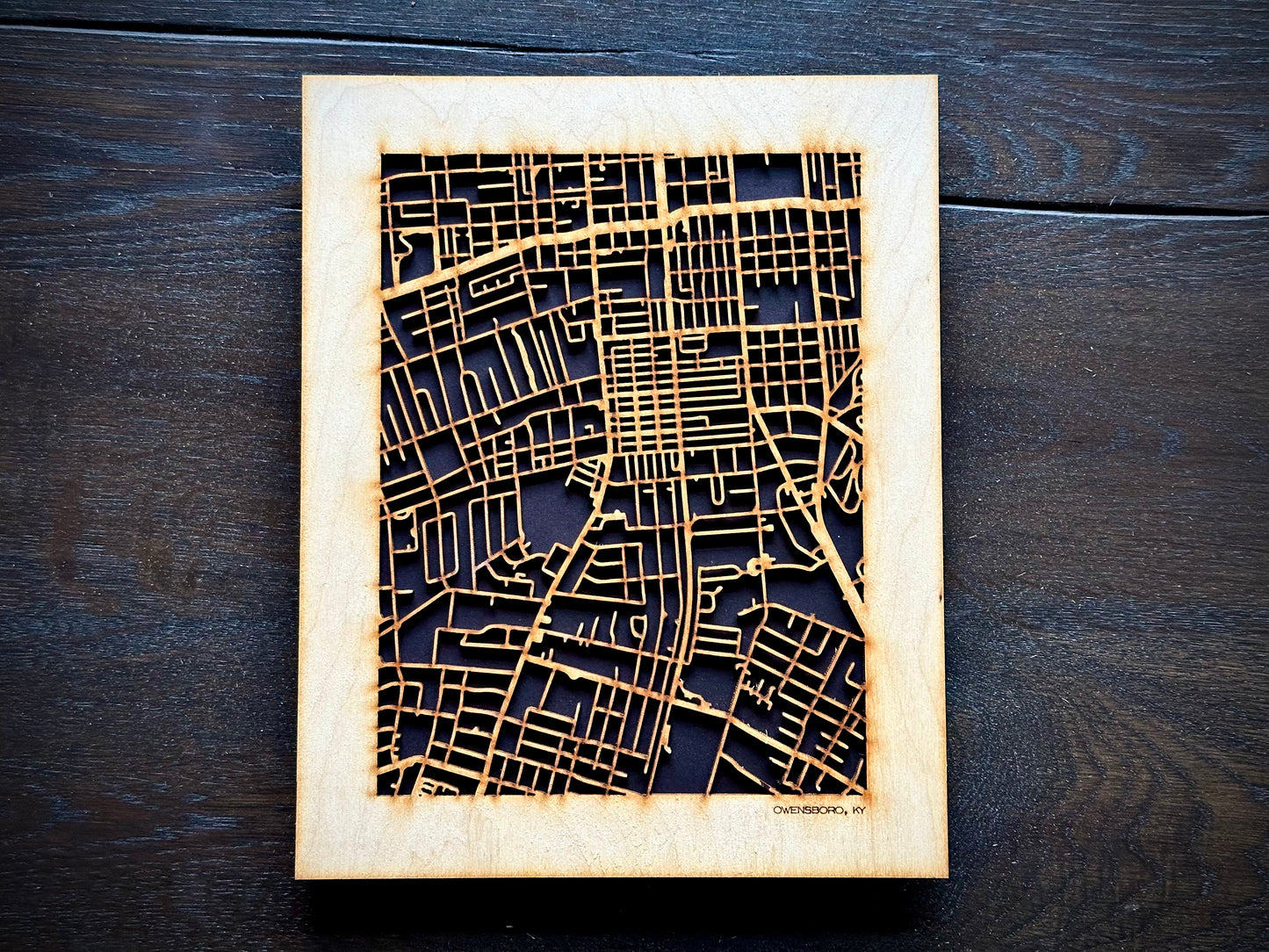 Owensboro, KY City Street Map | Modern Wood Wall Art in a Minimalist design. 2 sizes