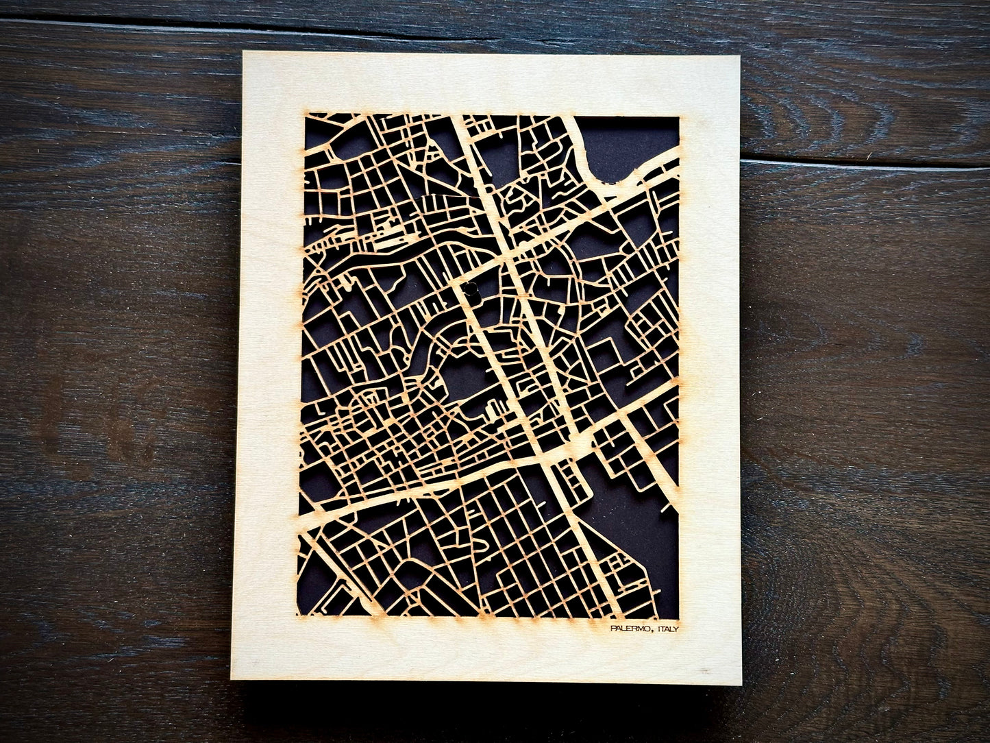 Palermo, Italy City Street Map | Modern Wood Wall Art in a Minimalist design. 2 sizes