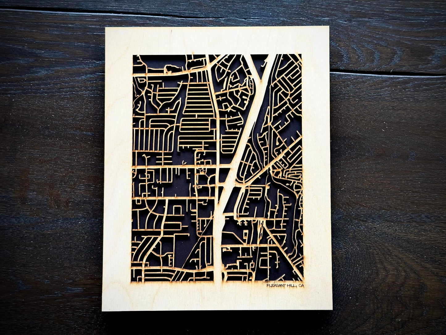 Pleasant Hill, CA City Street Map | Modern Wood Wall Art in a Minimalist design. 2 sizes