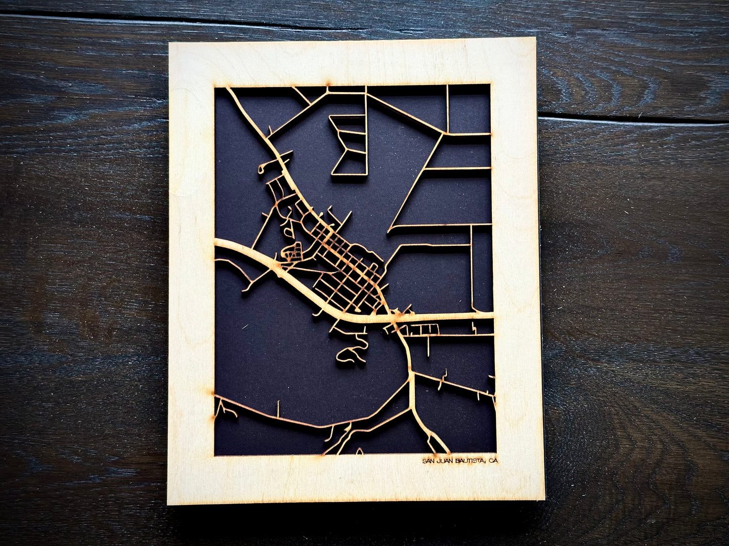 San Juan Bautista, CA City Street Map | Modern Wood Wall Art in a Minimalist design. 2 sizes