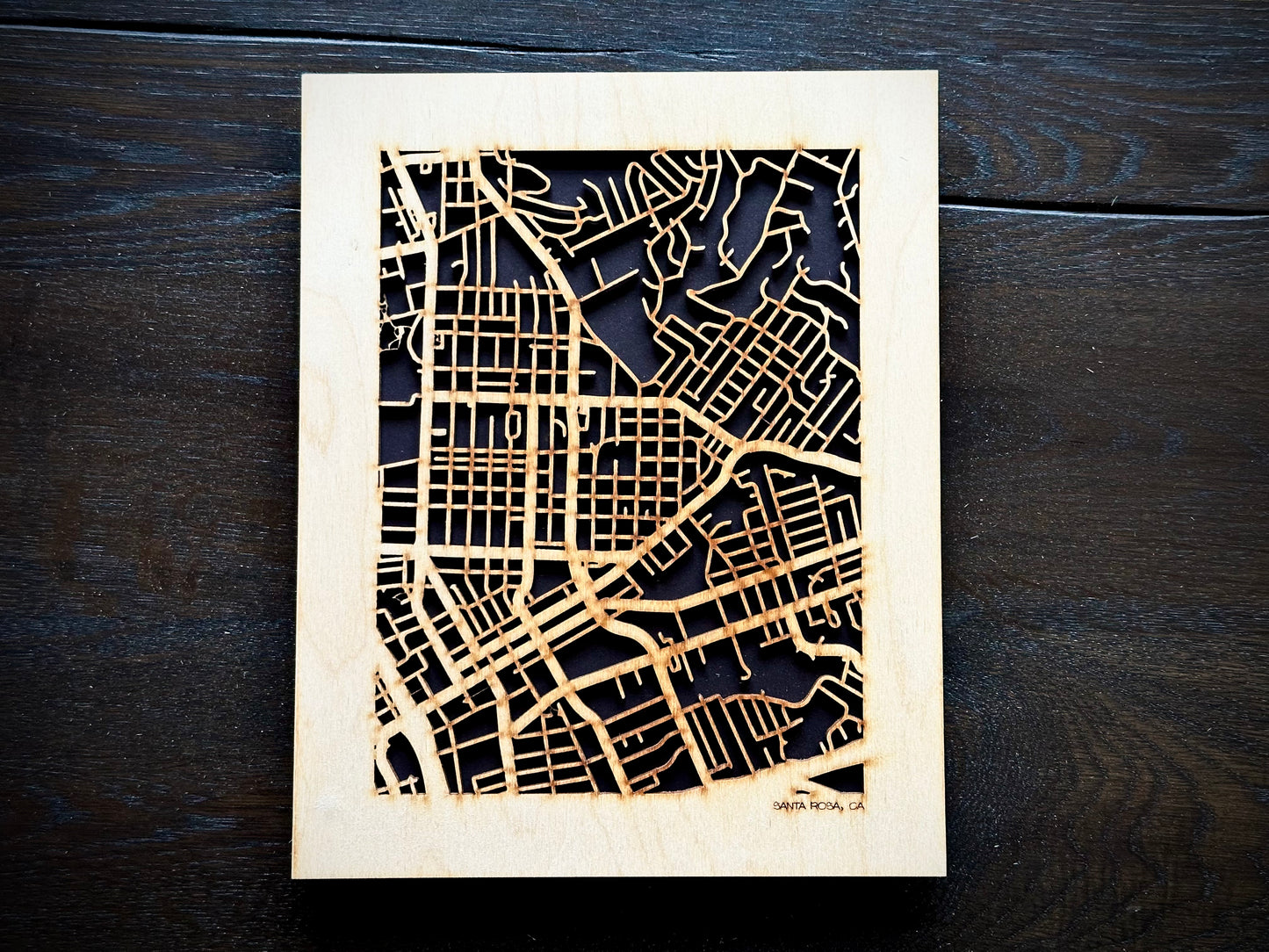 Santa Rosa, CA City Street Map | Modern Wood Wall Art in a Minimalist design. 2 sizes