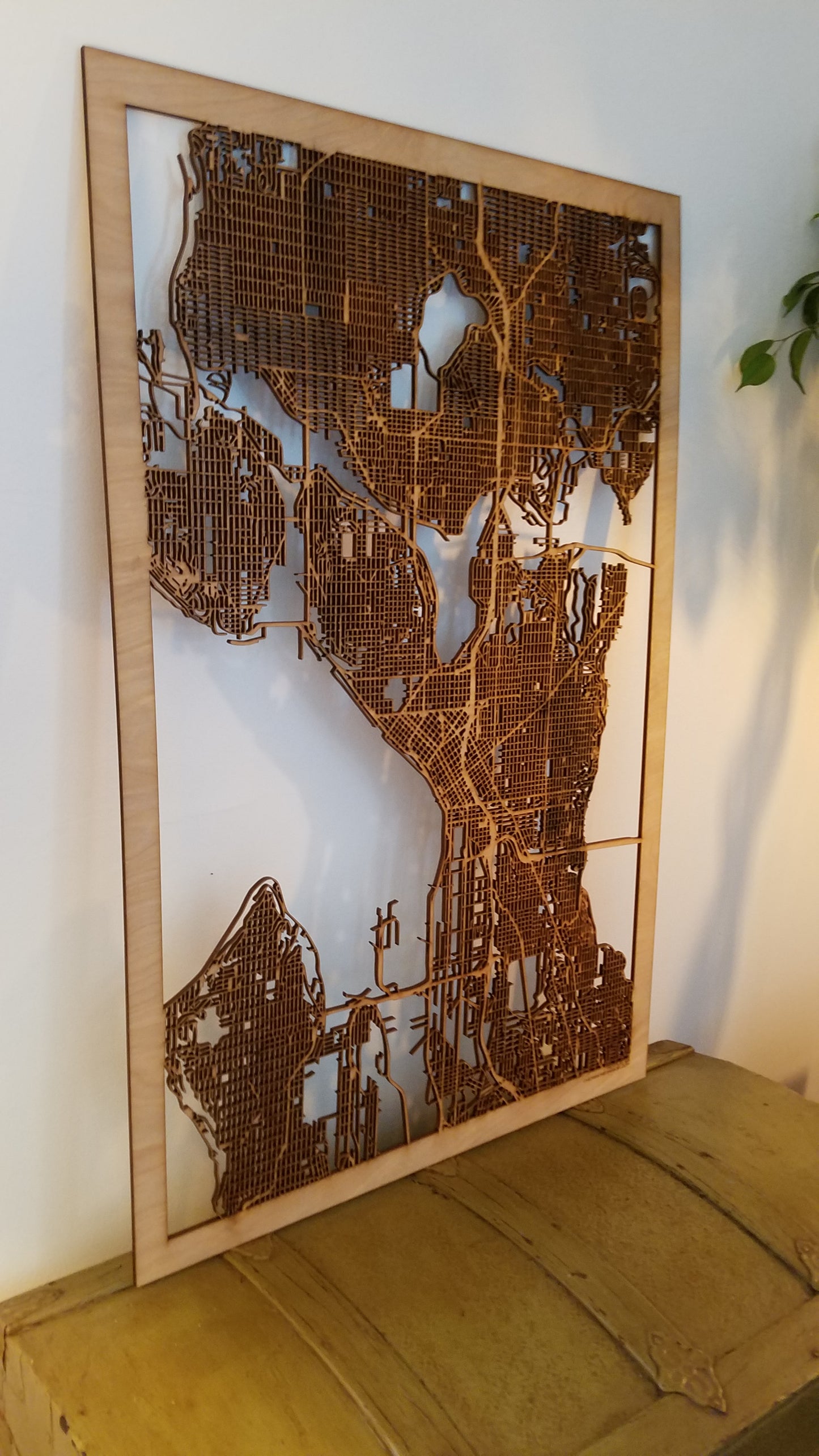Seattle, WA City Street Map | Modern Wood Wall Art in a Minimalist design. 3 sizes
