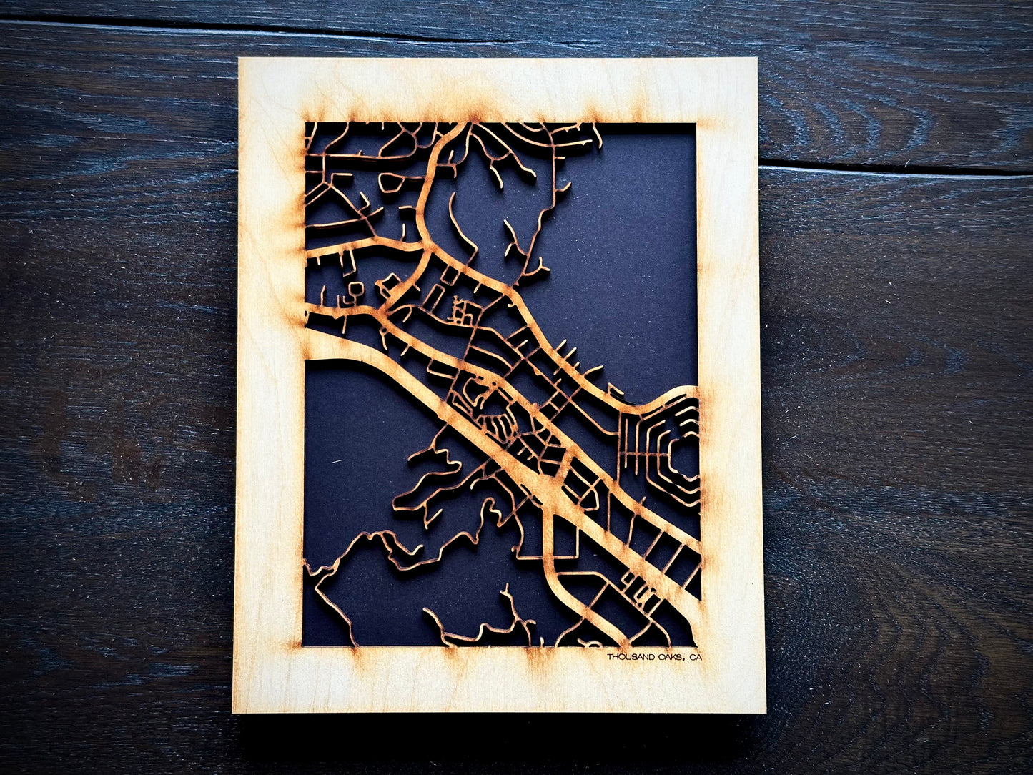 Thousand Oaks, CA City Street Map | Modern Wood Wall Art in a Minimalist design. 2 sizes