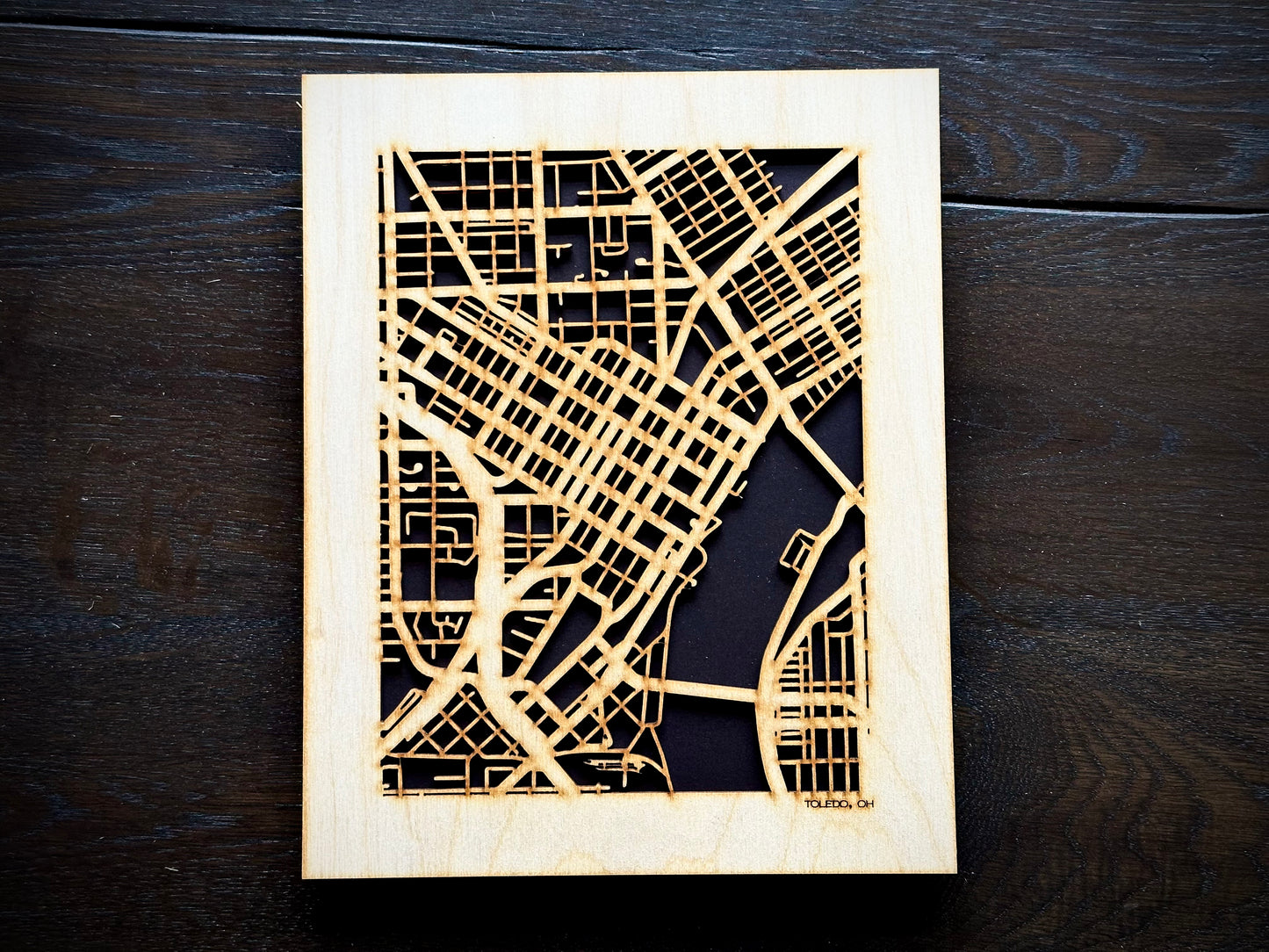 Toledo, OH City Street Map | Modern Wood Wall Art in a Minimalist design. 2 sizes