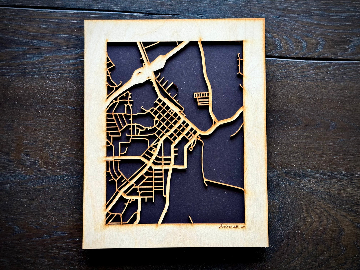 Victorville, CA City Street Map | Modern Wood Wall Art in a Minimalist design. 2 sizes