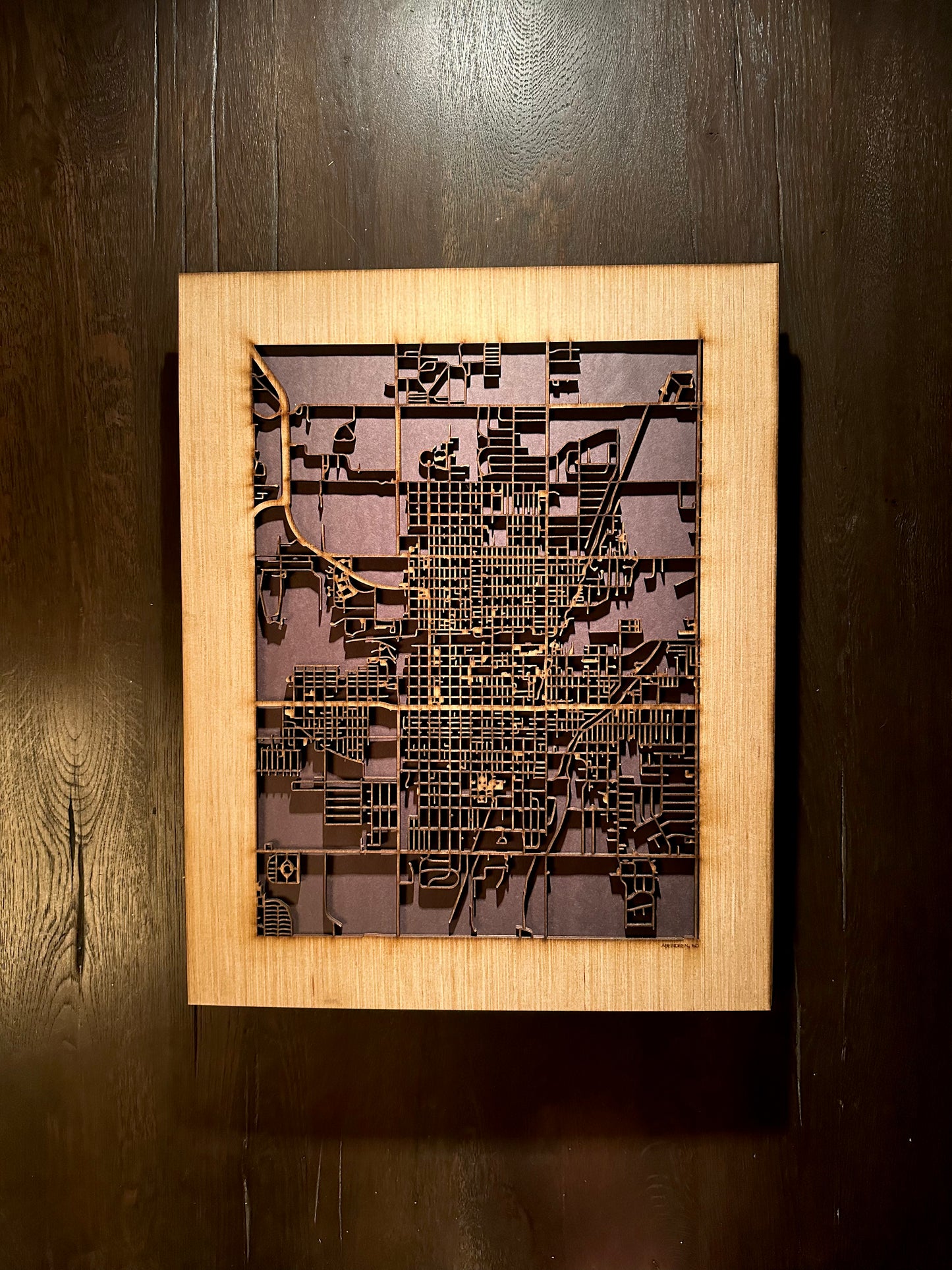 Aberdeen, SD City Street Map | Modern Wood Wall Art in a Minimalist design. 2 sizes