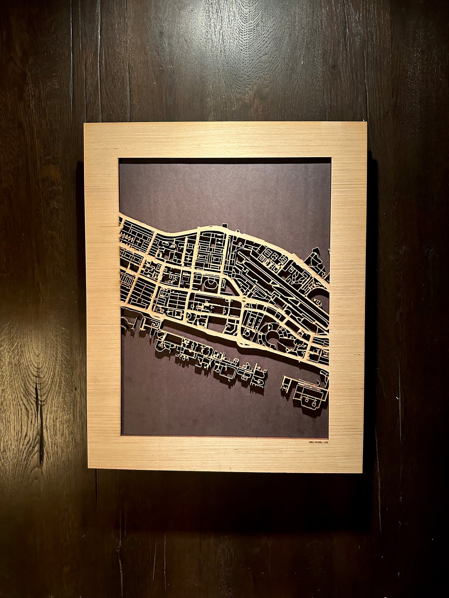 Abu Dhabi, UAE City Street Map | Modern Wood Wall Art in a Minimalist design. 2 sizes