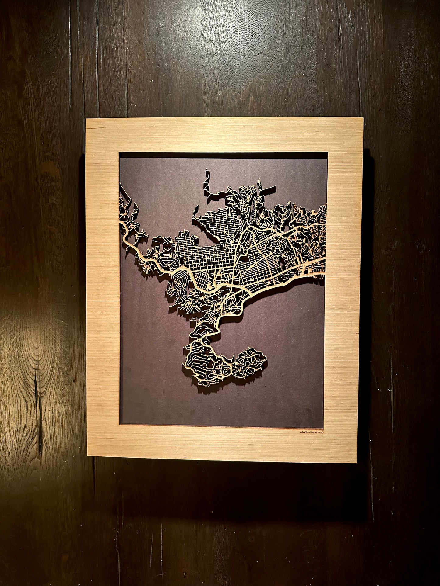 Acapulco, Mexico City Street Map | Modern Wood Wall Art in a Minimalist design. 2 sizes