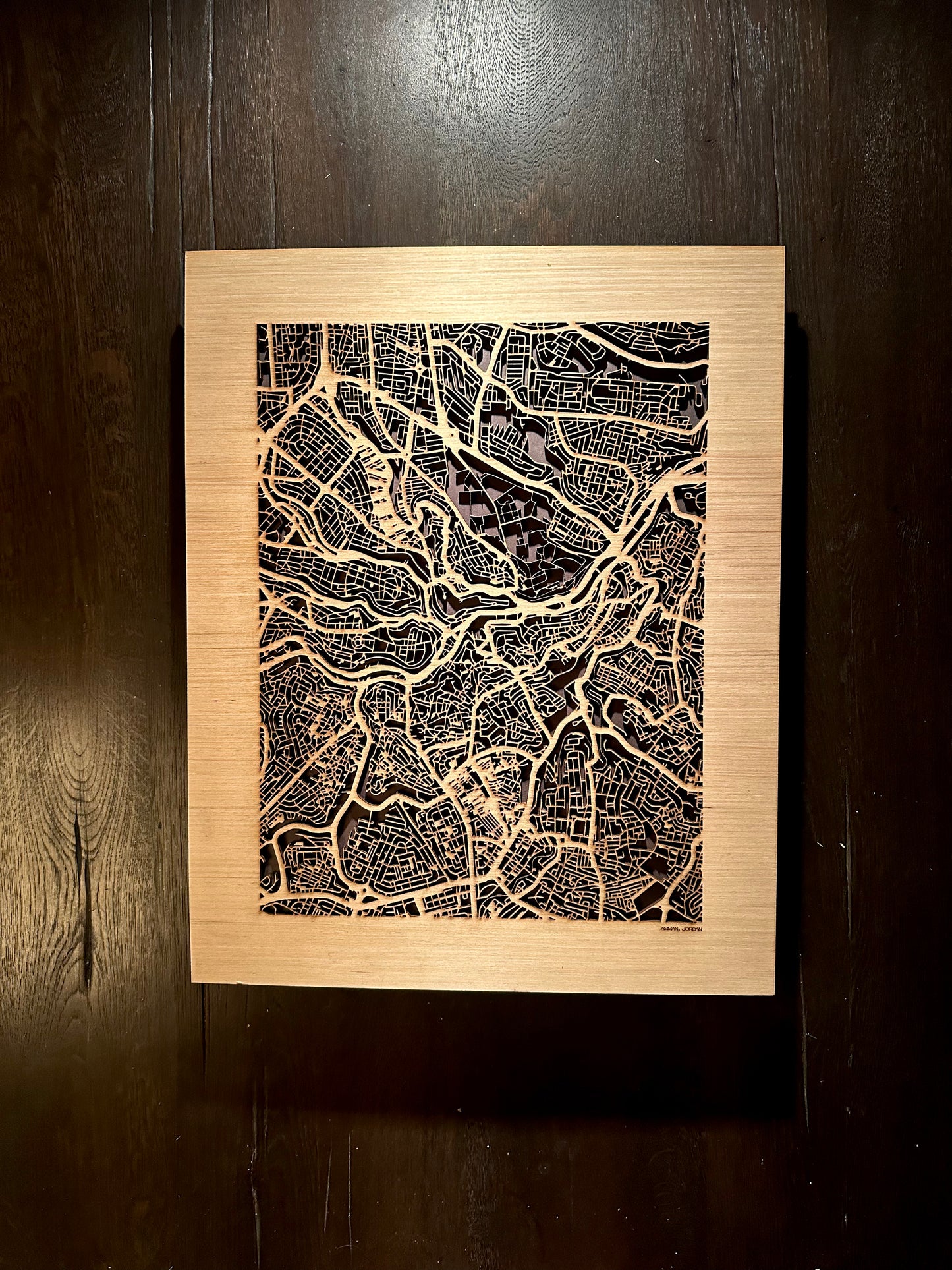 Amman, Jordan City Street Map | Modern Wood Wall Art in a Minimalist design. 2 sizes