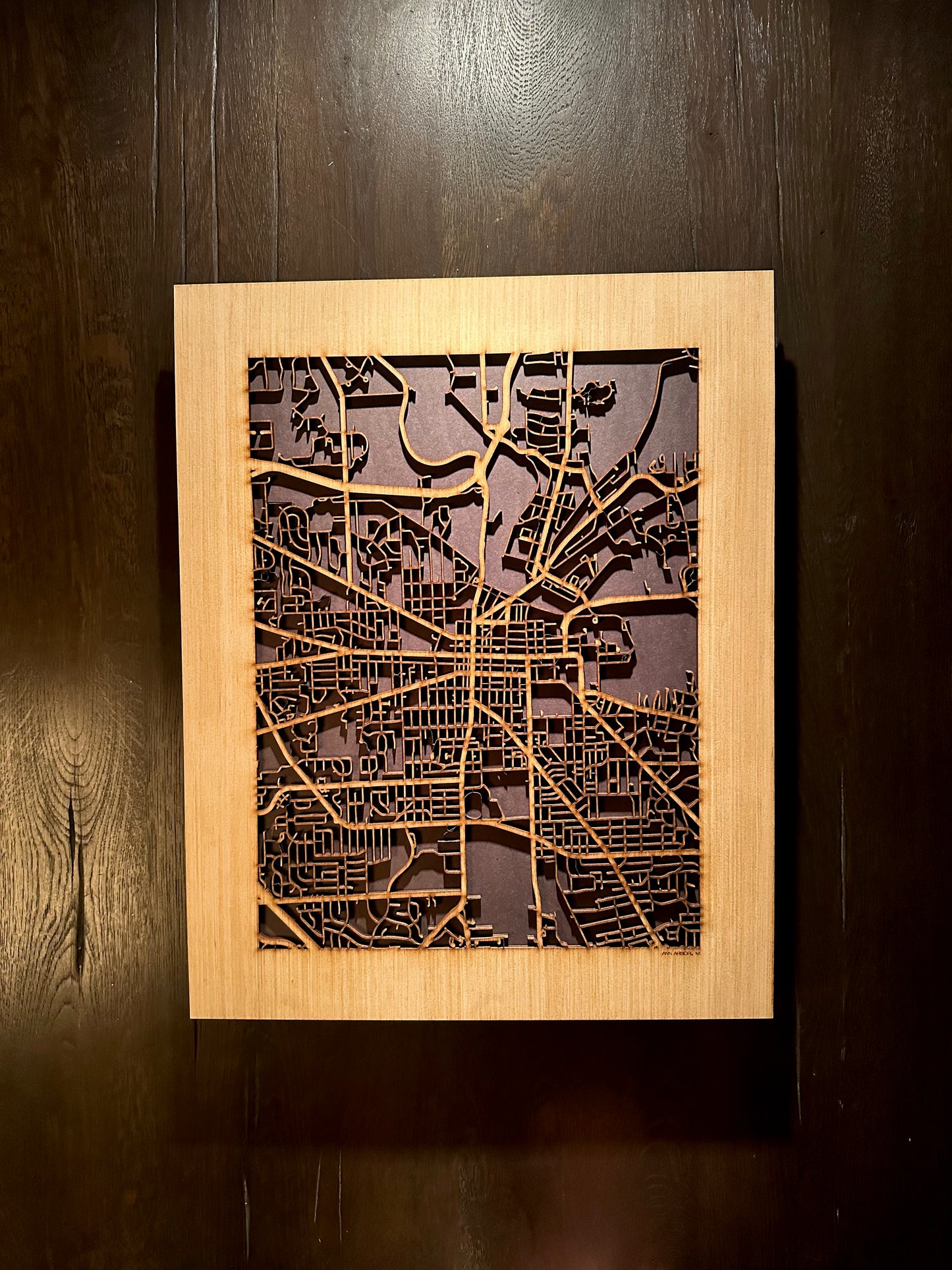 Ann Arbor, MI City Street Map | Modern Wood Wall Art in a Minimalist design. 2 sizes