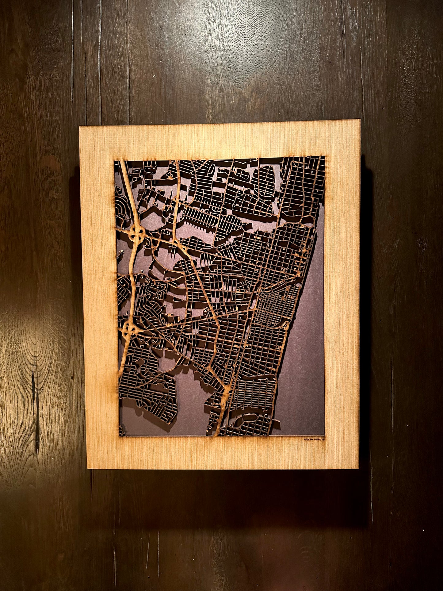 Asbury Park, NJ City Street Map | Modern Wood Wall Art in a Minimalist design. 2 sizes