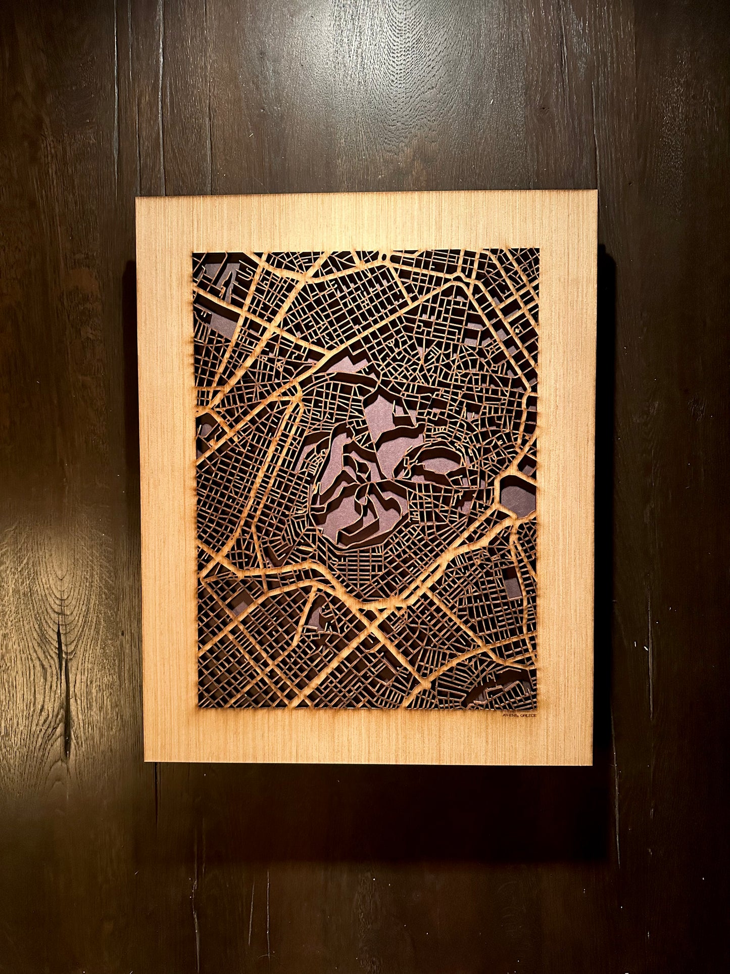 Athens, Greece City Street Map | Modern Wood Wall Art in a Minimalist design. 2 sizes
