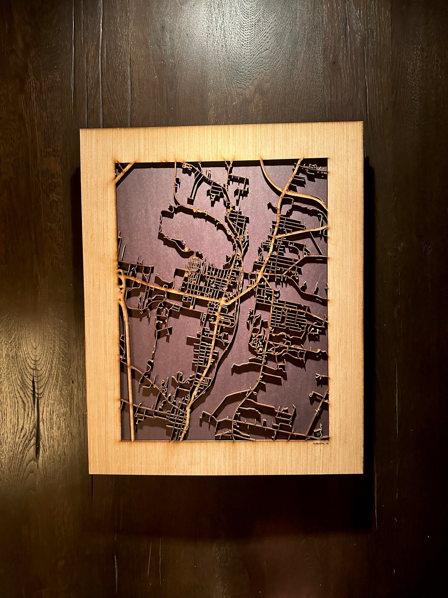 Augusta, ME City Street Map | Modern Wood Wall Art in a Minimalist design. 2 sizes