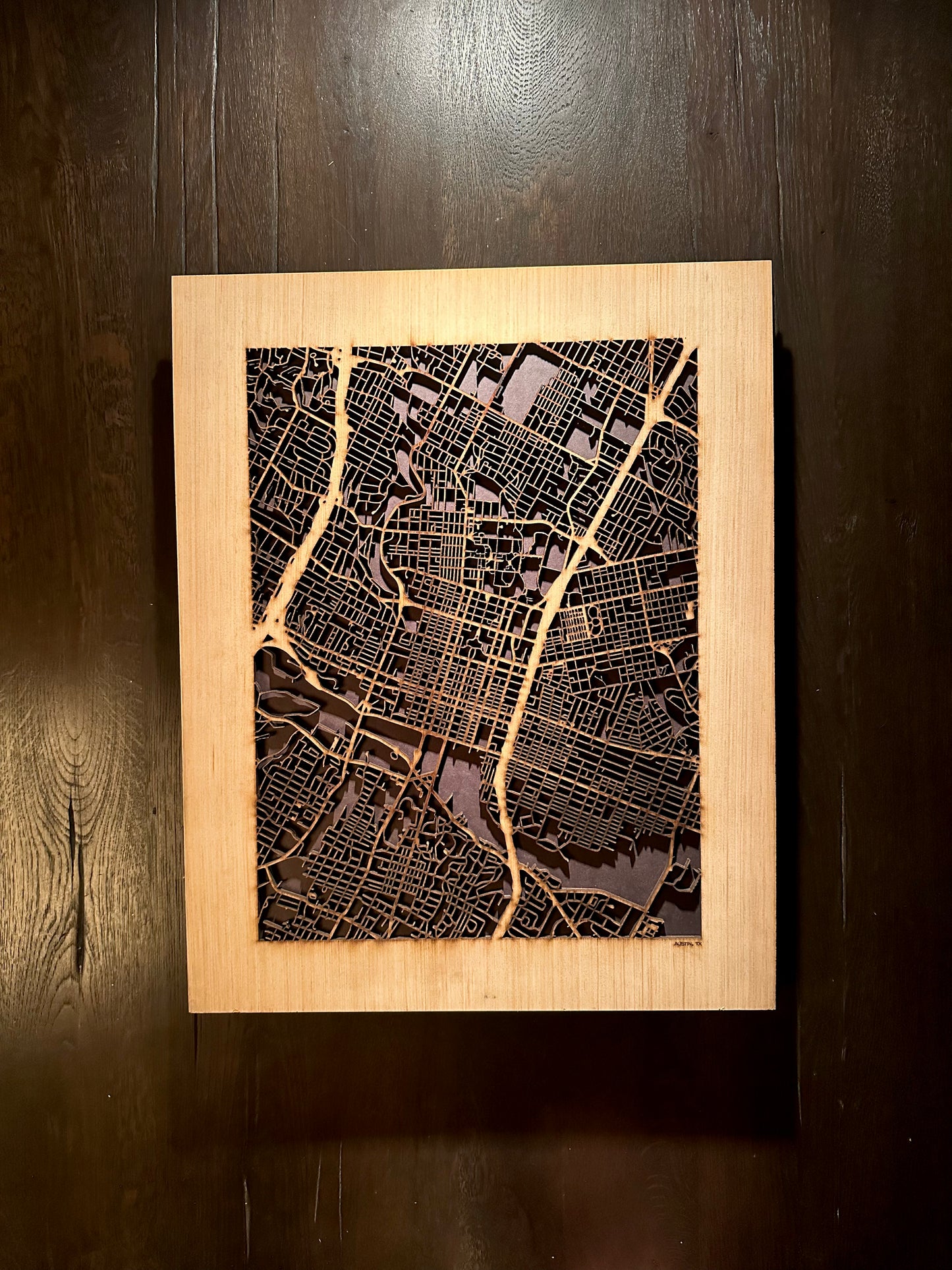 Austin, TX City Street Map | Modern Wood Wall Art in a Minimalist design. 2 sizes