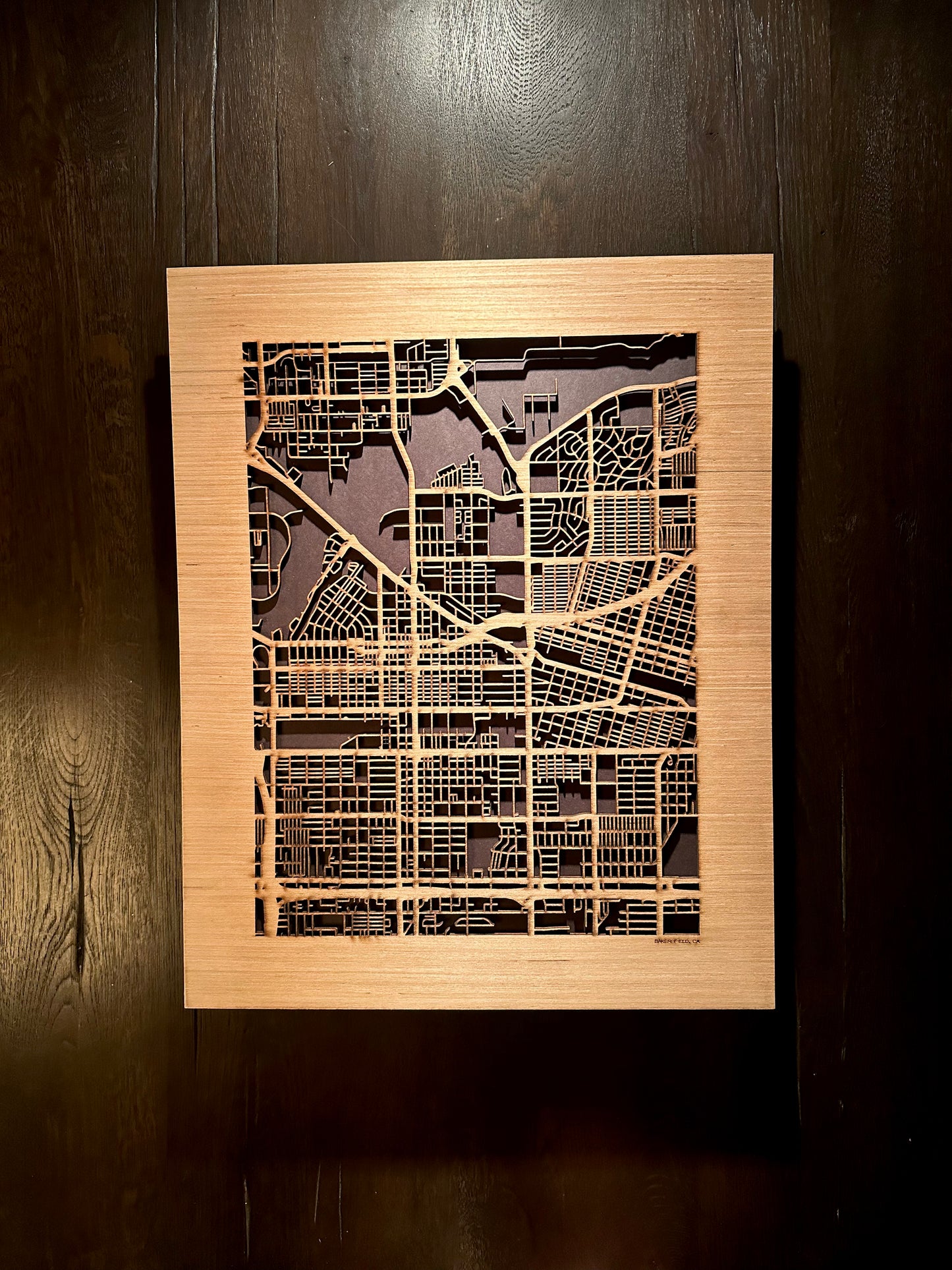 Bakersfield, CA City Street Map | Modern Wood Wall Art in a Minimalist design. 2 sizes