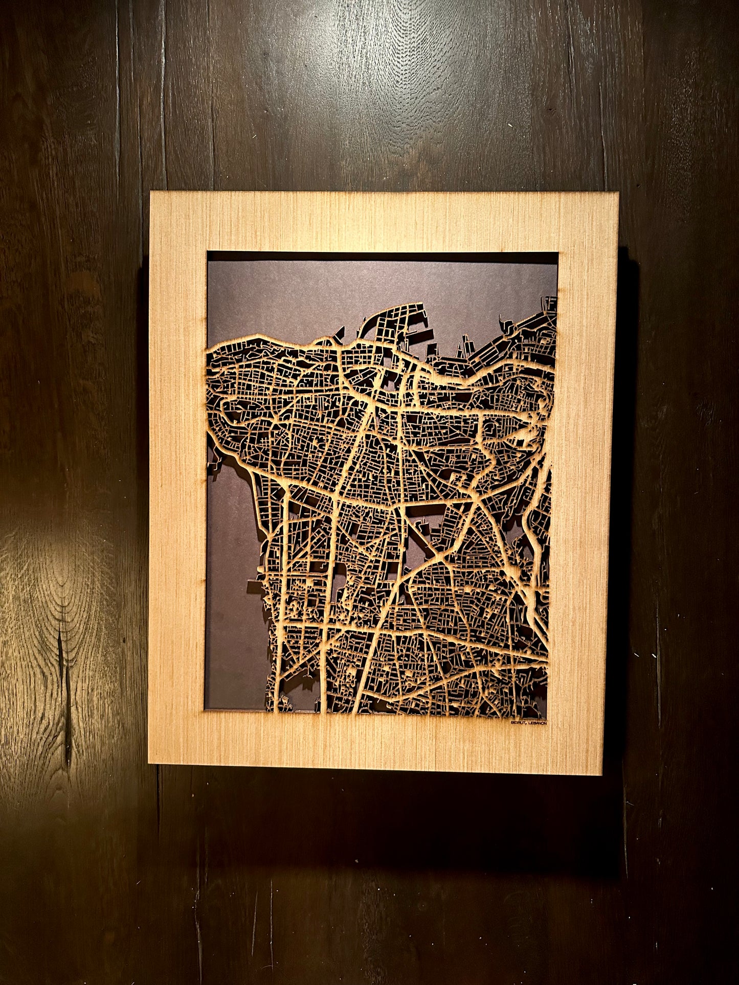 Beirut, Lebanon City Street Map | Modern Wood Wall Art in a Minimalist design. 2 sizes