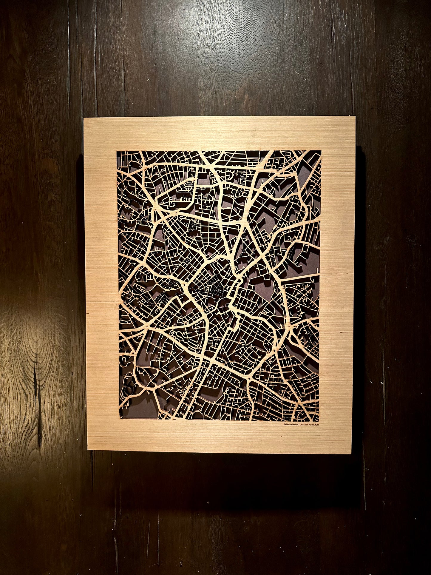 Birmingham, UK City Street Map | Modern Wood Wall Art in a Minimalist design. 2 sizes