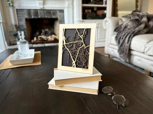 Brattleboro, VT City Street Map | Modern Wood Wall Art in a Minimalist design. 2 sizes