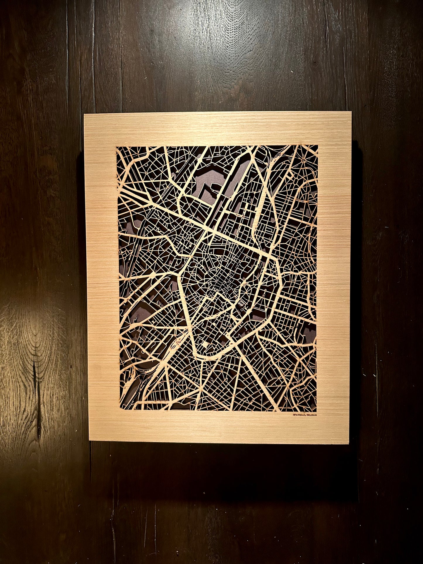 Brussels, Belgium City Street Map | Modern Wood Wall Art in a Minimalist design. 2 sizes