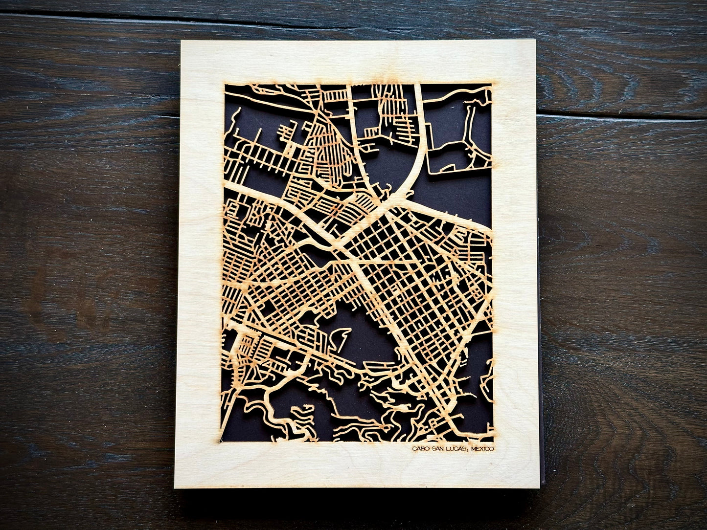 Cabo San Lucas, Mexico City Street Map | Modern Wood Wall Art in a Minimalist design. 2 sizes