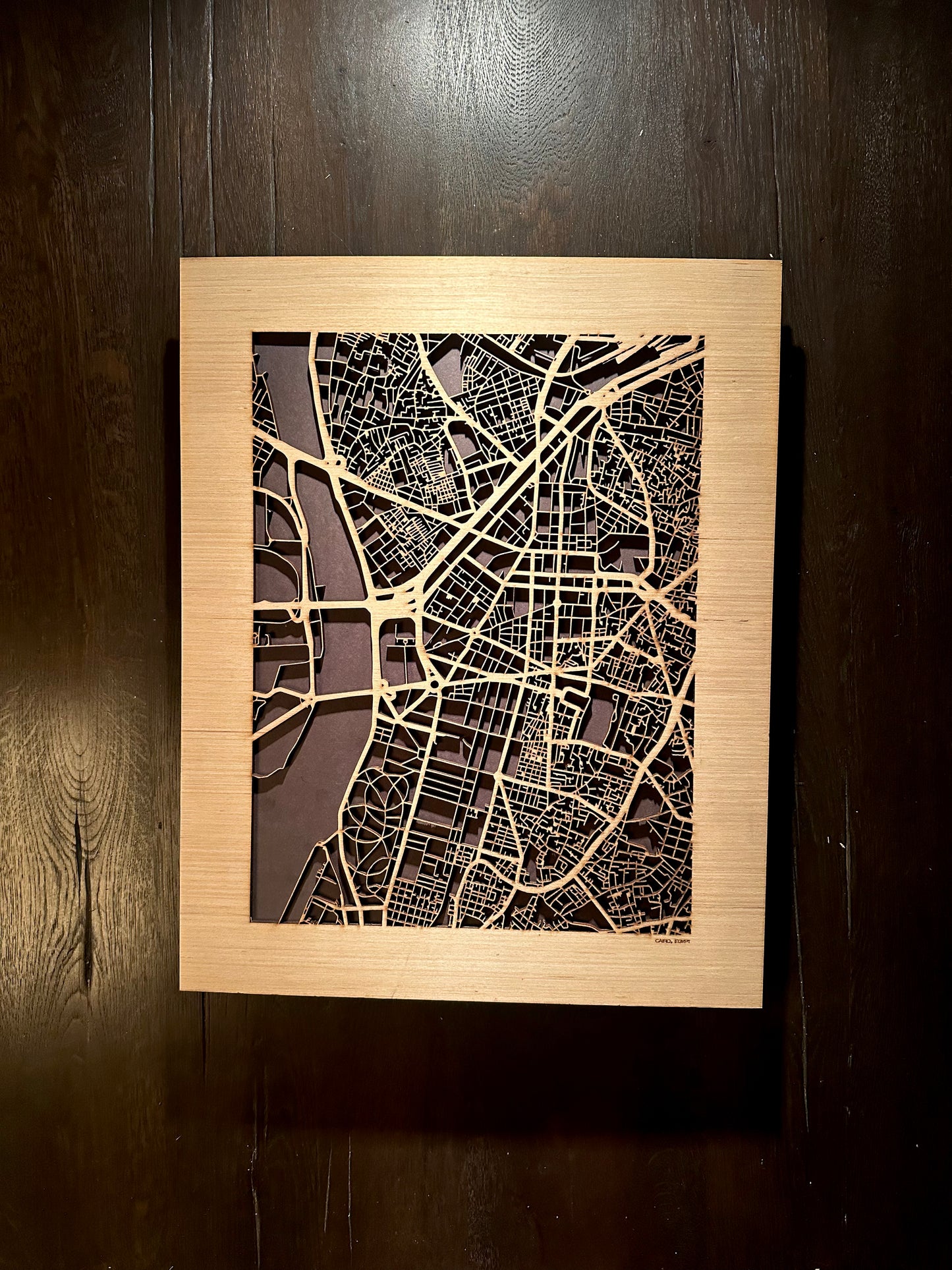 Cairo, Egypt City Street Map | Modern Wood Wall Art in a Minimalist design. 2 sizes