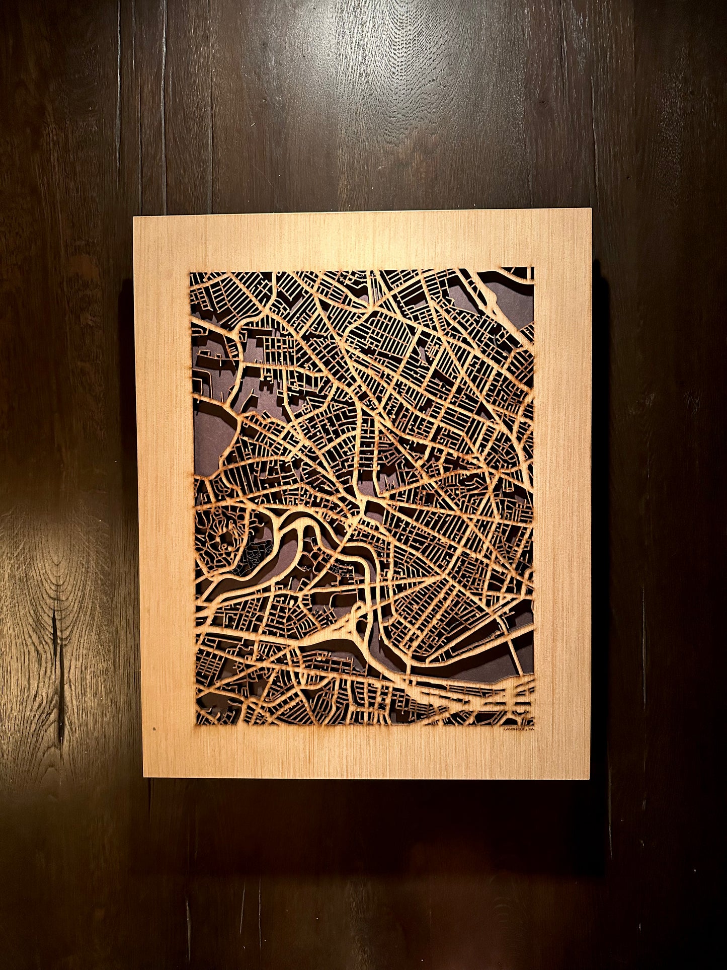 Cambridge, MA City Street Map | Modern Wood Wall Art in a Minimalist design. 2 sizes