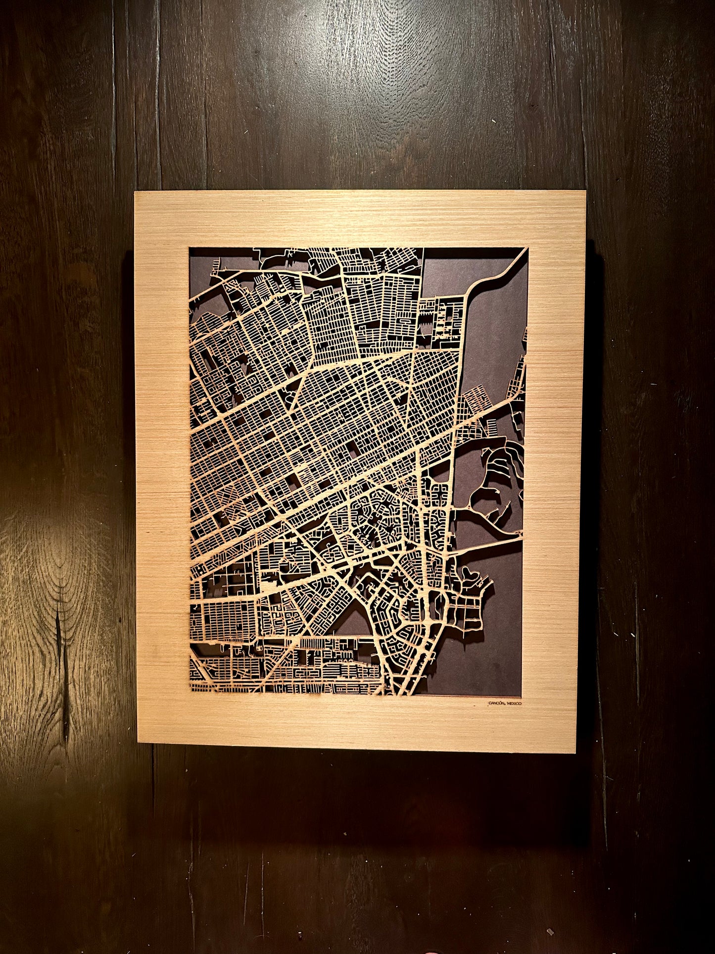 Cancun, Mexico City Street Map | Modern Wood Wall Art in a Minimalist design. 2 sizes