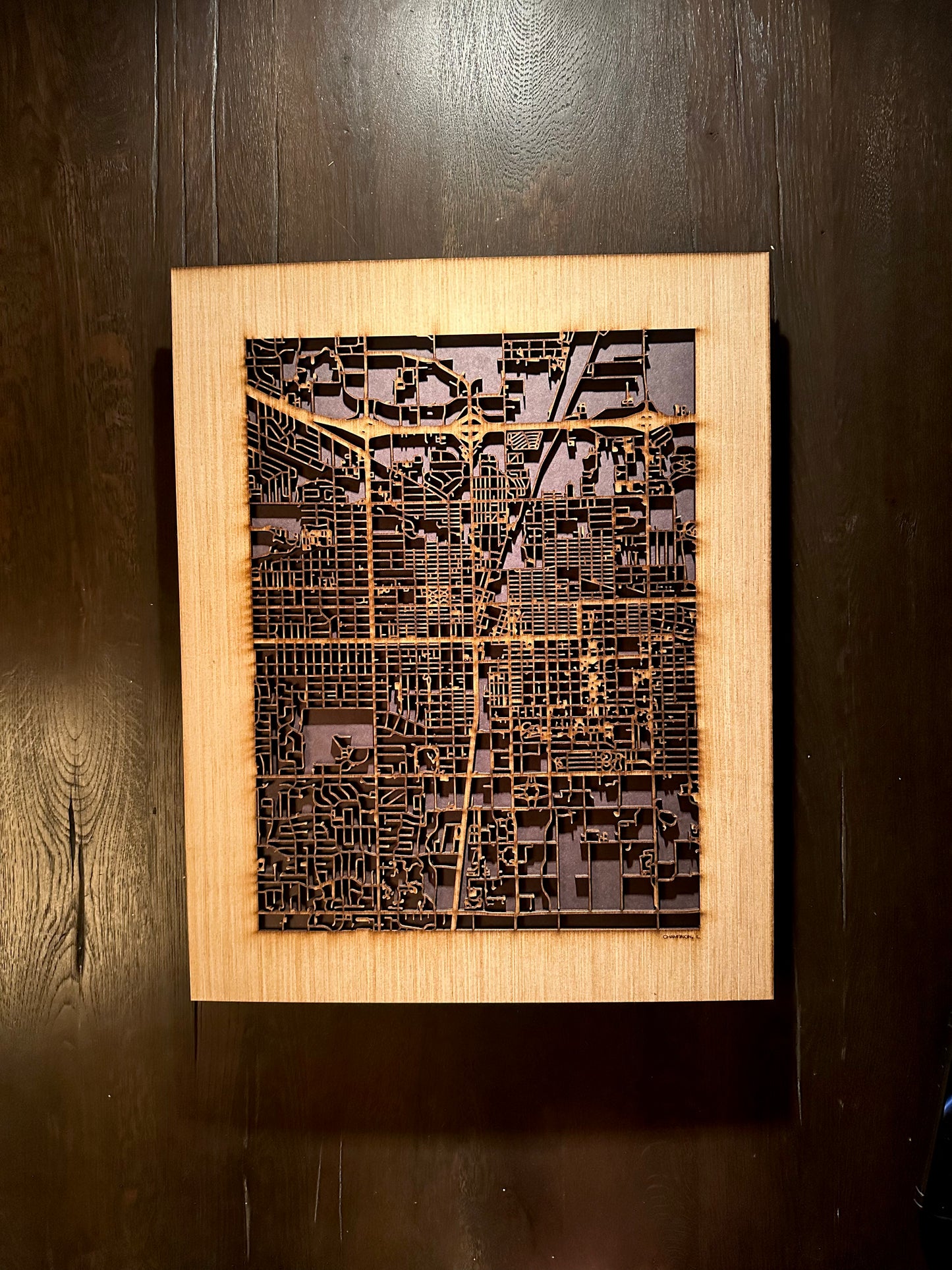 Champaign, IL City Street Map | Modern Wood Wall Art in a Minimalist design. 2 sizes