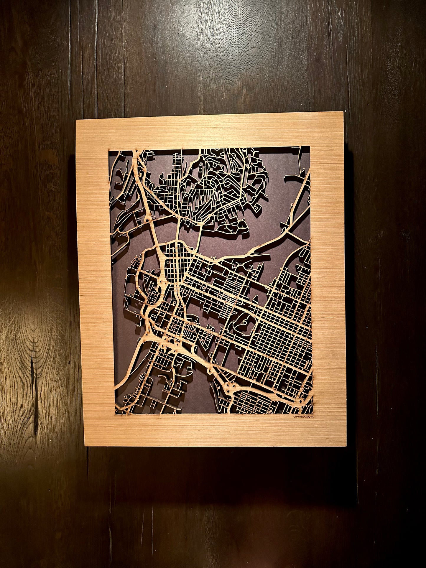 Chattanooga, TN City Street Map | Modern Wood Wall Art in a Minimalist design. 3 sizes