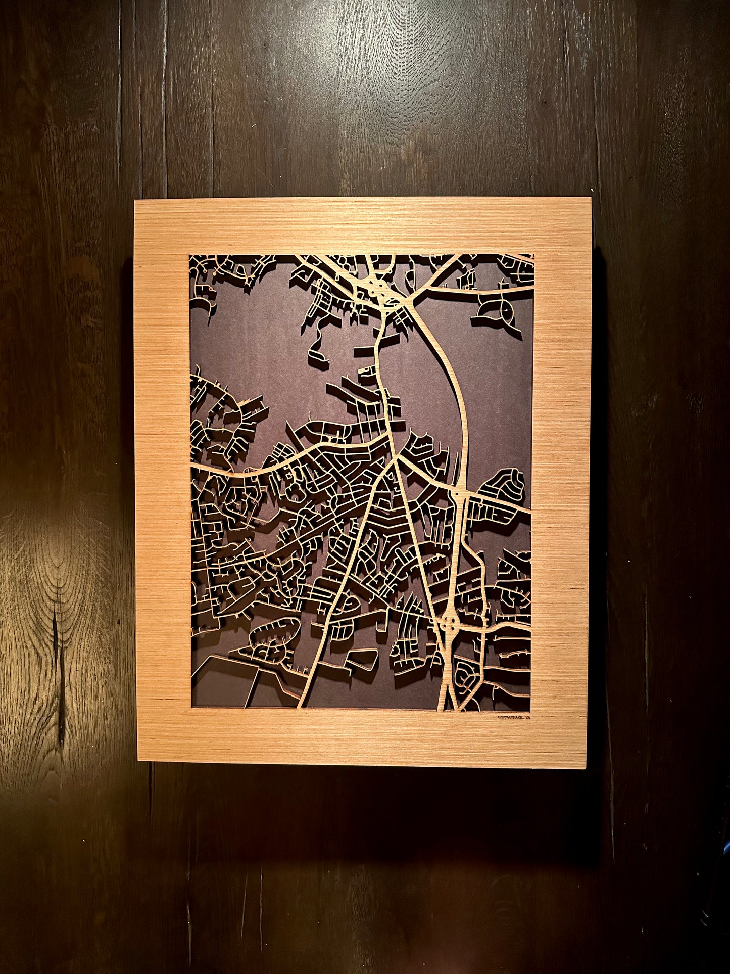 Chesapeake, VA City Street Map | Modern Wood Wall Art in a Minimalist design. 2 sizes