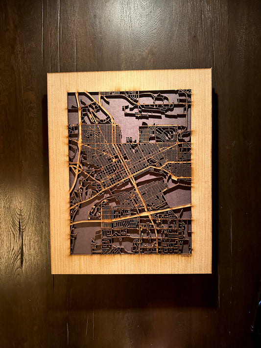 Cheyenne, WY City Street Map | Modern Wood Wall Art in a Minimalist design. 2 sizes