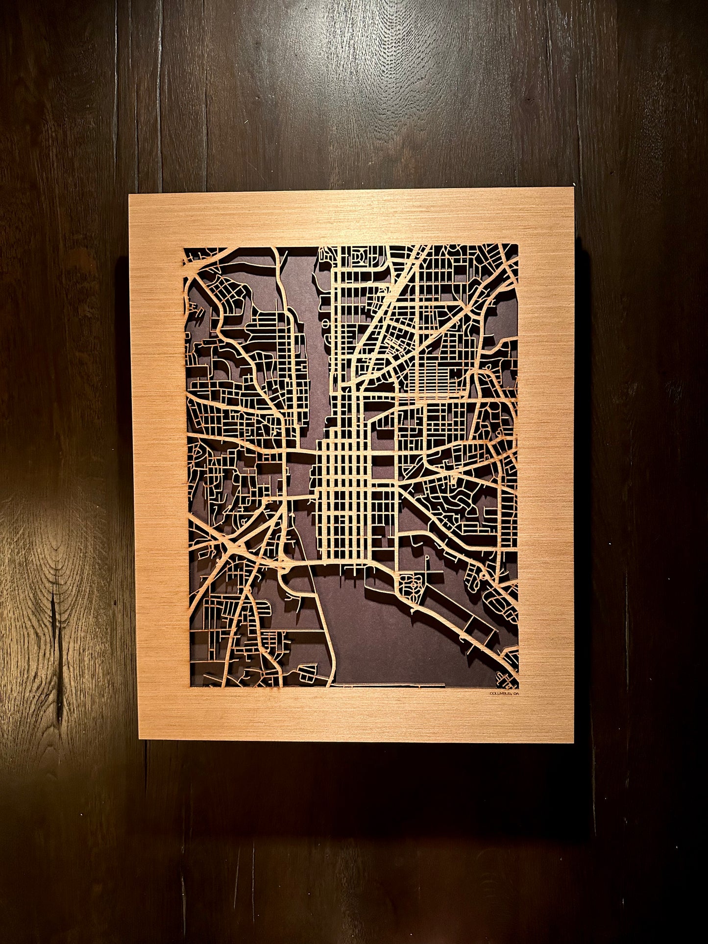 Columbus, GA City Street Map | Modern Wood Wall Art in a Minimalist design. 2 sizes