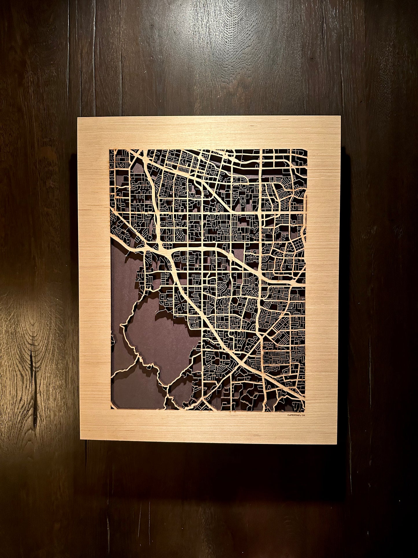 Cupertino, CA City Street Map | Modern Wood Wall Art in a Minimalist design. 2 sizes