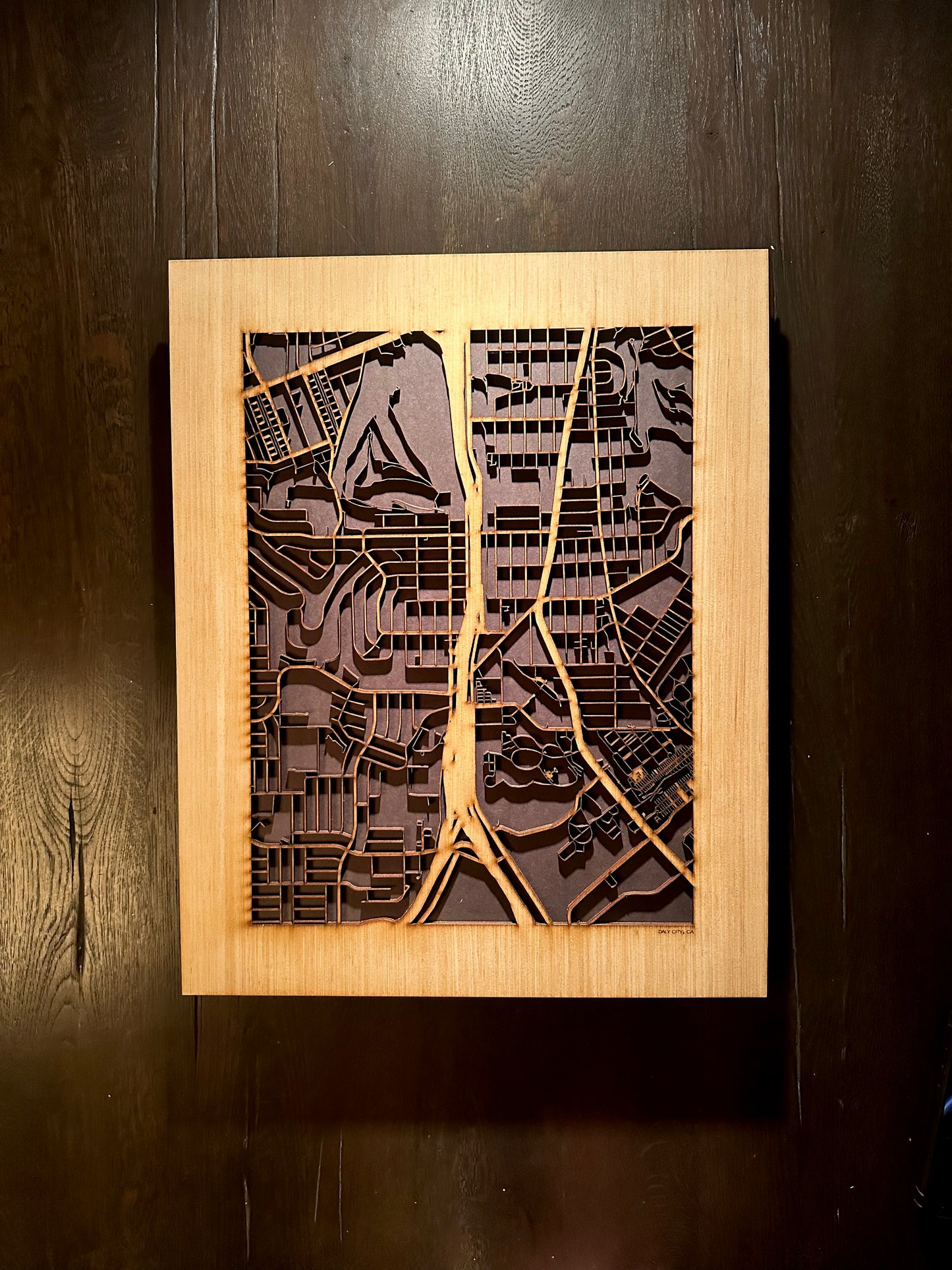 Daly City, CA City Street Map | Modern Wood Wall Art in a Minimalist design. 2 sizes