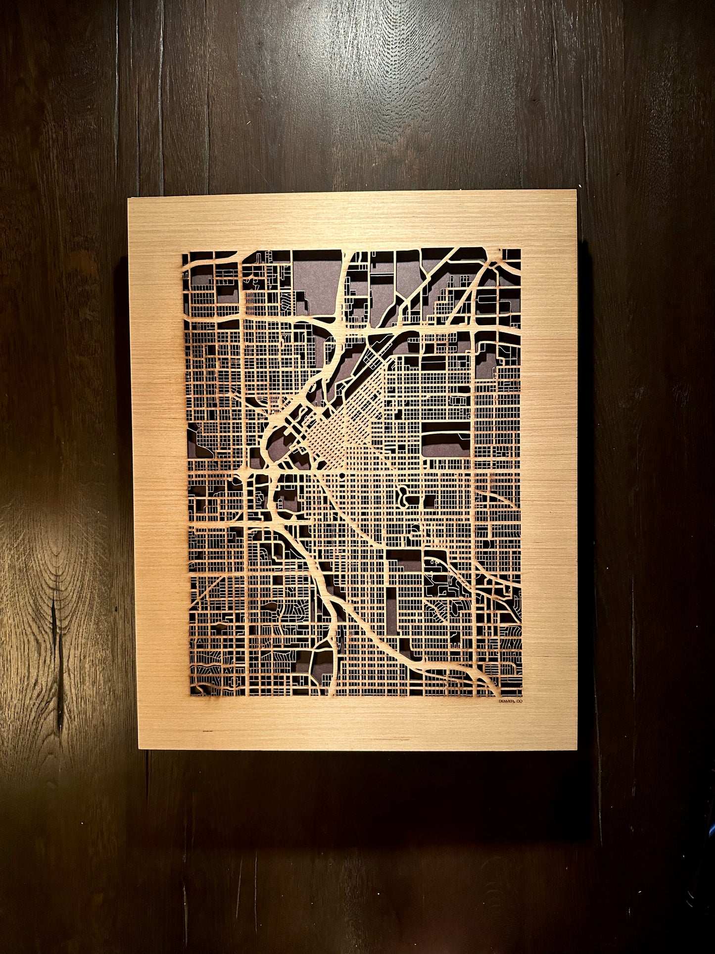 Denver, CO City Street Map | Modern Wood Wall Art in a Minimalist design. 3 sizes