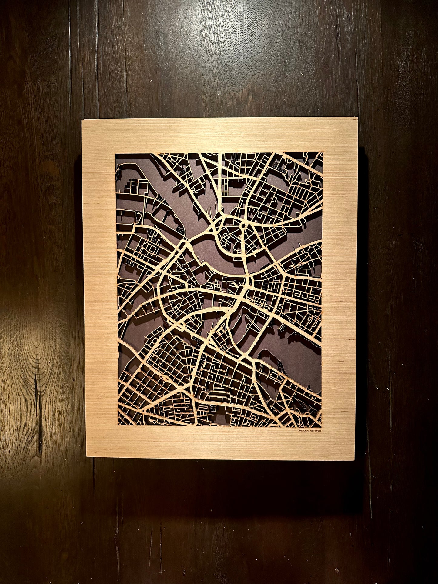 Dresden, Germany City Street Map | Modern Wood Wall Art in a Minimalist design. 2 sizes